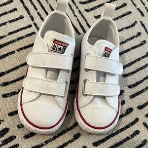 Practically NEW White Leather Velcro Converse 8